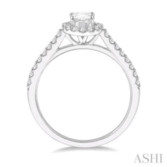 1/6 Ctw Oval Shape Semi-Mount Diamond Engagement Ring in 14K White Gold