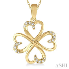 1/10 Ctw Infinity Heart Round Cut Diamond Pendant With Chain in 10K Yellow Gold