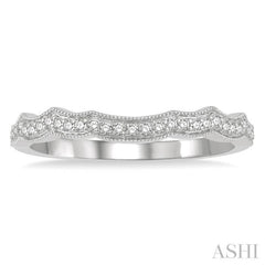 1/10 ctw Curvy Round Cut Diamond Wedding Band in 14K White Gold