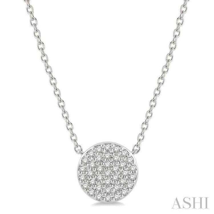 1/6 Ctw Disc Round Cut Diamond Pendant in 10K White Gold