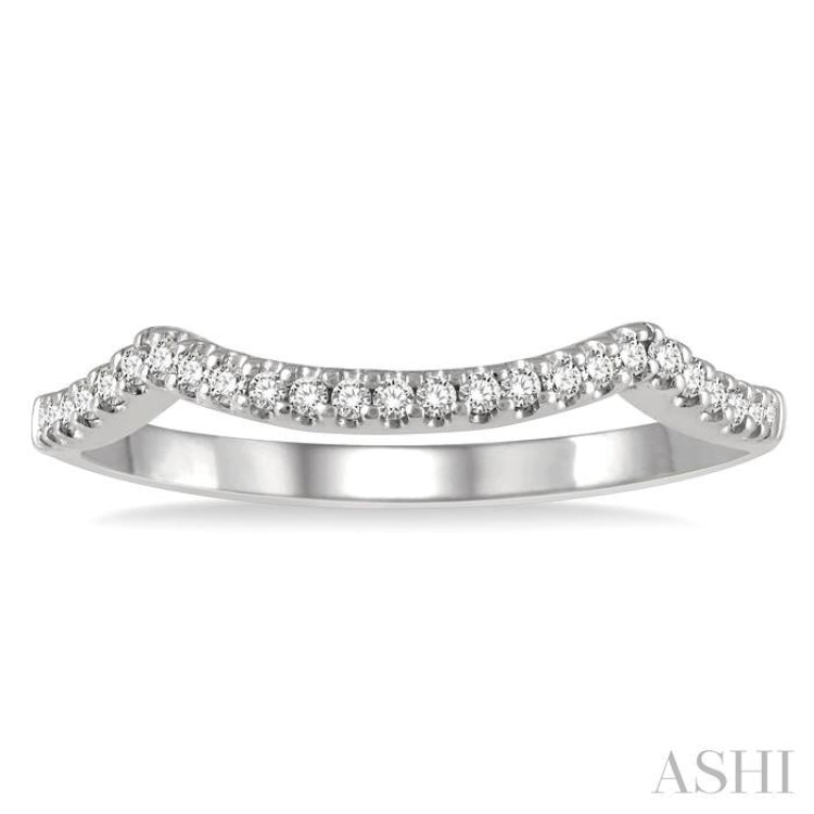 1/8 ctw Curved Round Cut Diamond Wedding Band in 14K White Gold