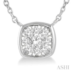 1/6 Ctw Cushion Shape Lovebright Diamond Necklace in 14K White Gold