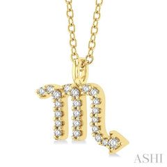 1/10 Ctw Scorpio Round Cut Diamond Zodiac Pendant With Chain in 10K Yellow Gold