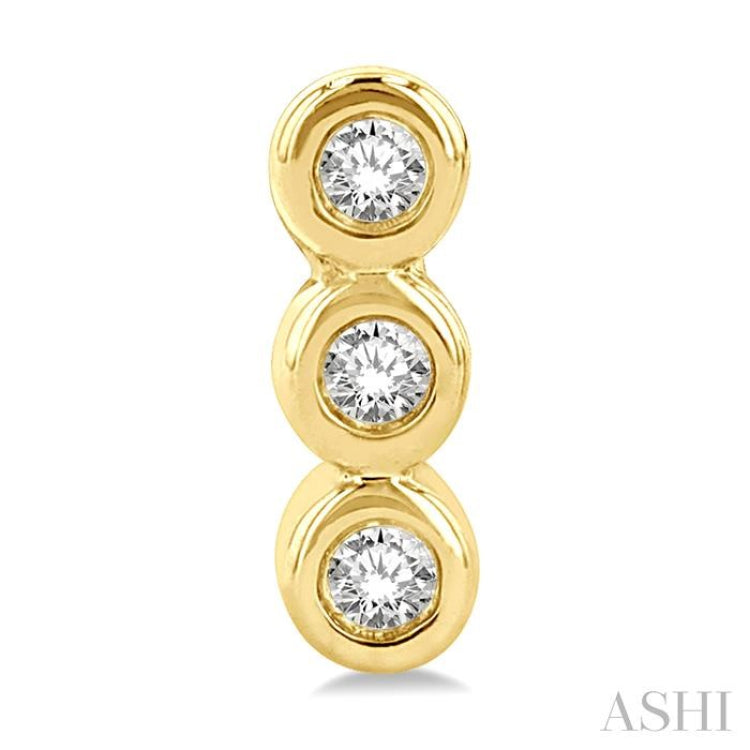 1/10 Ctw Petite Bezel Set Round Cut Diamond Fashion Stud Earring in 10K Yellow Gold