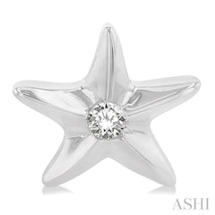 1/20 ctw Sealife Petite Starfish Round Cut Diamond Fashion Stud Earring in 10K White Gold