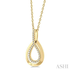 1/10 ctw Petite Pear Shape Round Cut Diamond Fashion Pendant With Chain in 10K Yellow Gold