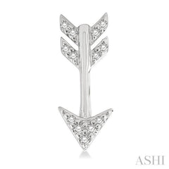 1/10 ctw Petite Arrow Round Cut Diamond Fashion Stud Earring in 10K White Gold