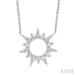 1/5 ctw Sunburst Round Cut Diamond Fashion Pendant With Chain in 10K White Gold