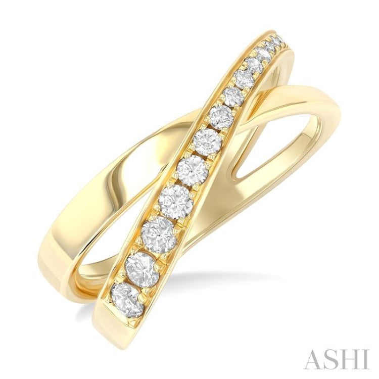 1/3 Ctw Split Criss Cross Round Cut Diamond Fashion Ring in 14K Yellow Gold