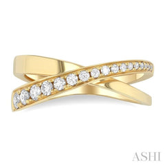 1/3 Ctw Split Criss Cross Round Cut Diamond Fashion Ring in 14K Yellow Gold