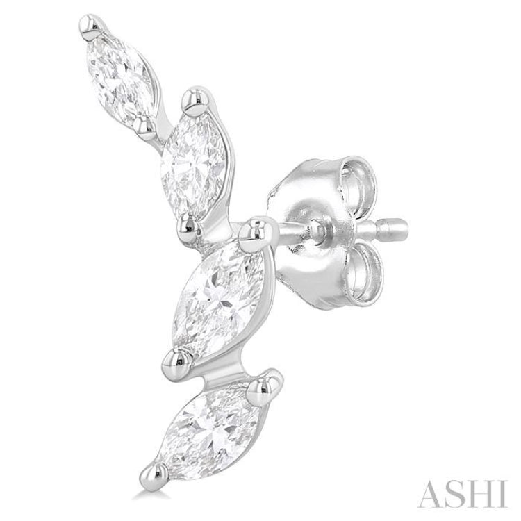 1/2 Ctw Marquise Cut Diamond Leaf Vine Fashion Stud Earrings in 14K White Gold