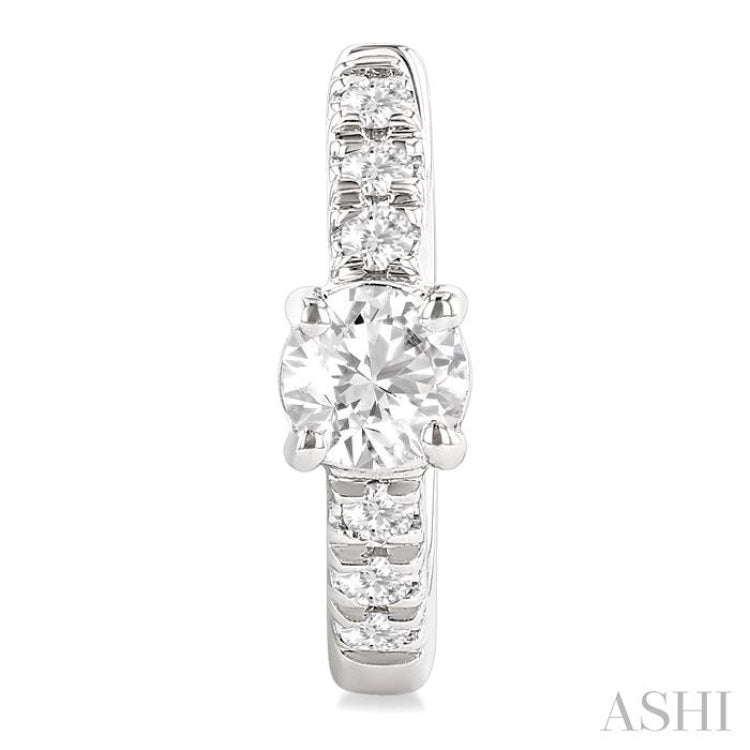 3/8 Ctw Round Shape Round Cut Diamond Fashion Huggie Petite Earrings in 14K White Gold
