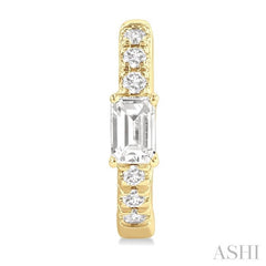 3/8 Ctw Octagon Shape and Round Cut Diamond Fashion Huggie Petite Earrings in 14K Yellow Gold