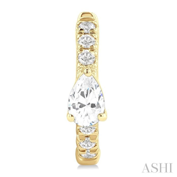 3/8 Ctw Pear Shape and Round Cut Diamond Fashion Huggie Petite Earrings in 14K Yellow Gold