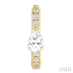 3/8 Ctw Pear Shape and Round Cut Diamond Fashion Huggie Petite Earrings in 14K Yellow Gold
