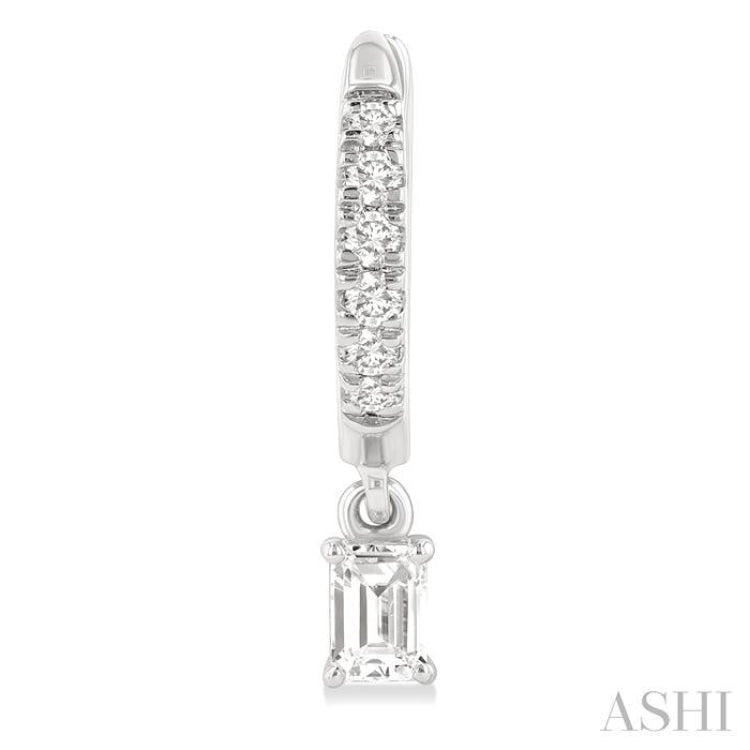 3/8 Ctw Octagon Shape and Round Cut Diamond Fashion Huggie Petite Earrings in 14K White Gold