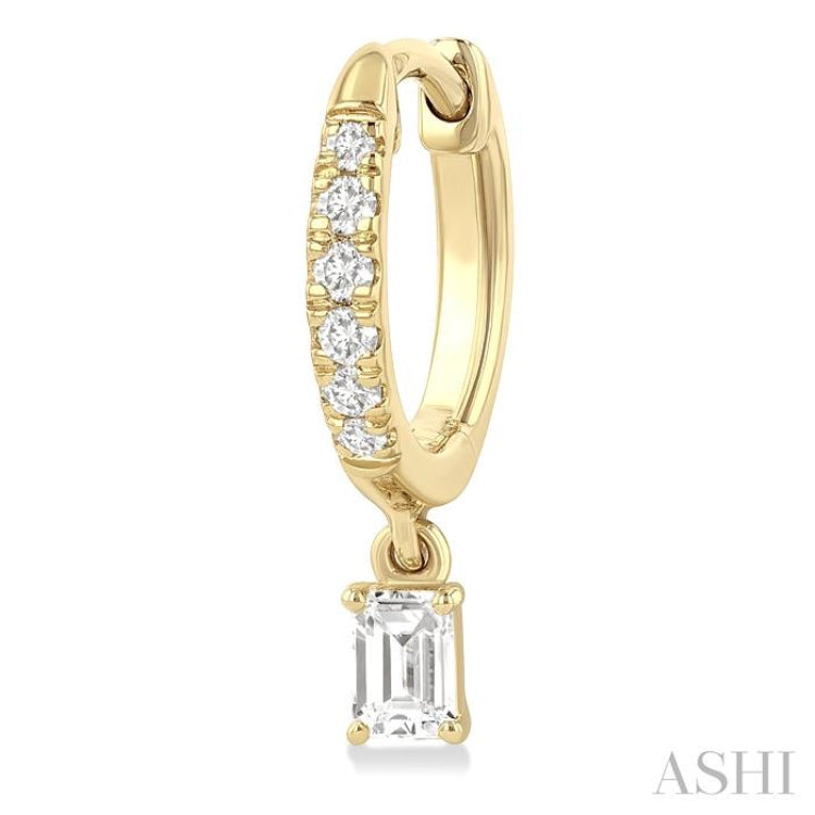3/8 Ctw Octagon Shape and Round Cut Diamond Fashion Huggie Petite Earrings in 14K Yellow Gold