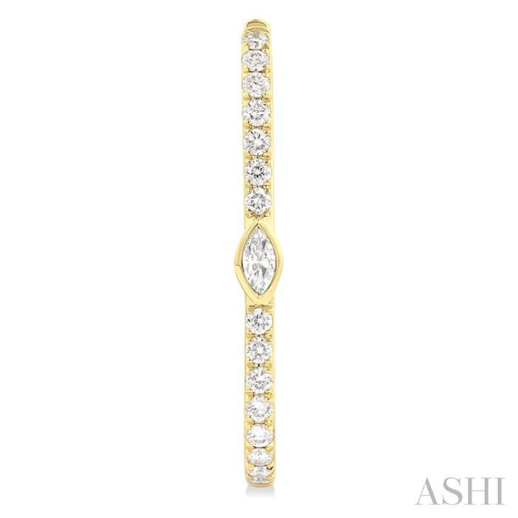 1/3 Ctw Marquise and Round Cut Diamond Rectangular Fashion Hoop Earrings in 14K Yellow Gold