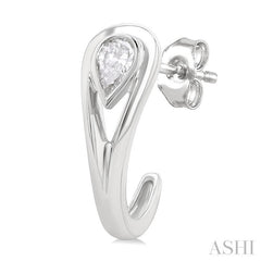 1/3 Ctw Pear Cut Diamond Half Hoop Fashion Earrings in 14K White Gold