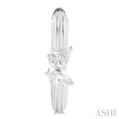 3/8 Ctw Marquise and Pear Cut Diamond Ribbed Hoop Fashion Earrings in 14K White Gold