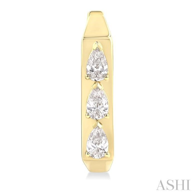 1/2 Ctw Pear Cut Diamond Hexagonal Fashion Hoop Earrings in 14K Yellow Gold