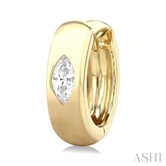1/4 Ctw Bezel Set Marquise Cut Diamond Fashion Huggie Earrings in 14K Yellow Gold