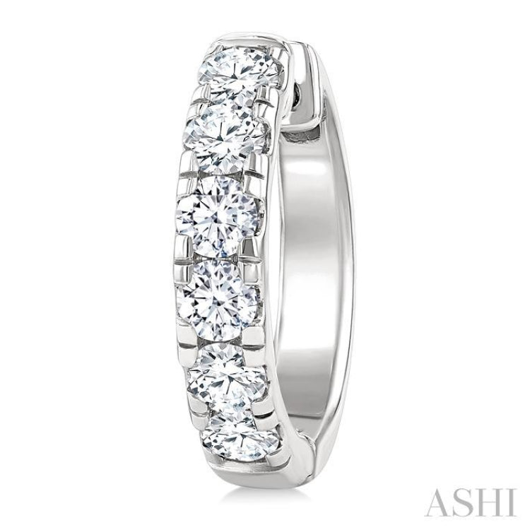 1 1/2 Ctw Round Cut Diamond Hoop Earrings in 14K White Gold