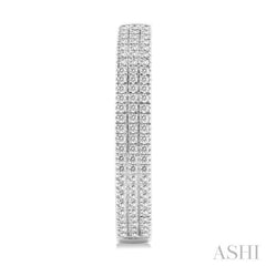 1/2 Ctw Triple Row Pave Set Round Cut Diamond Fashion Hoop Earring in 10K White Gold
