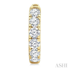 1 Ctw Round Cut Diamond Hoop Earrings in 14K Yellow Gold