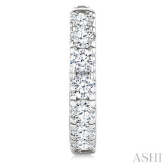 2 Ctw Round Cut Diamond Hoop Earrings in 14K White Gold