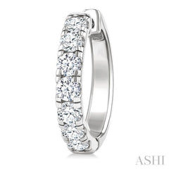 2 Ctw Round Cut Diamond Hoop Earrings in 14K White Gold