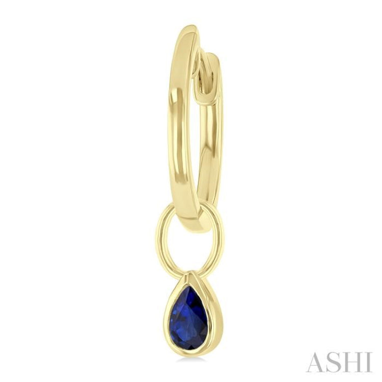 5x3 MM Bezel Set Pear Cut Sapphire Precious Fashion Huggie Earrings in 14K Yellow Gold