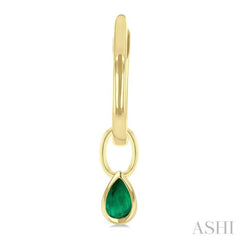 5x3 MM Bezel Set Pear Cut Emerald Precious Fashion Huggie Earrings in 10K Yellow Gold