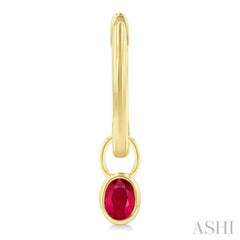 5x3 MM Bezel Set Oval Cut Ruby Precious Fashion Huggie Earrings in 10K Yellow Gold