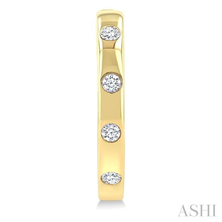1/6 Ctw Flush Bezel Set Diamond Fashion Hoop Earring in 10K Yellow Gold