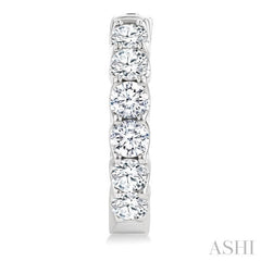 3 Ctw Inside-Out Embellished Round Cut Diamond Hoop Earrings in 14K White Gold