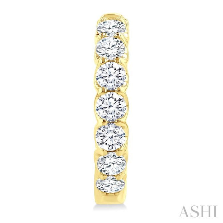 2 Ctw Inside-Out Embellished Round Cut Diamond Hoop Earrings in 14K Yellow Gold