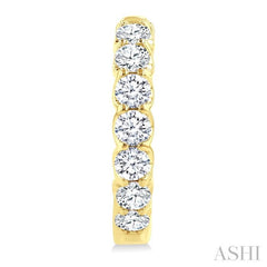 2 Ctw Inside-Out Embellished Round Cut Diamond Hoop Earrings in 14K Yellow Gold