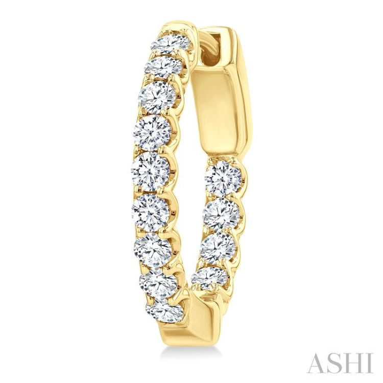 1 Ctw Inside-Out Embellished Round Cut Diamond Hoop Earrings in 14K Yellow Gold