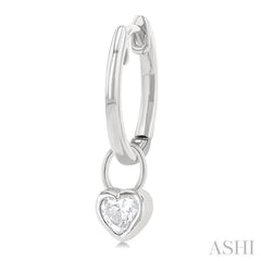 1/3 Ctw Bezel Set Heart Cut Diamond Huggie Earrings in 14K White Gold