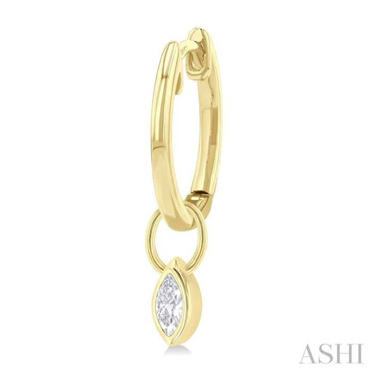 1/3 Ctw Bezel Set Marquise Cut Diamond Huggie Earrings in 14K Yellow Gold