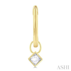 1/3 Ctw Bezel Set Princess Cut Diamond Huggie Earrings in 14K Yellow Gold
