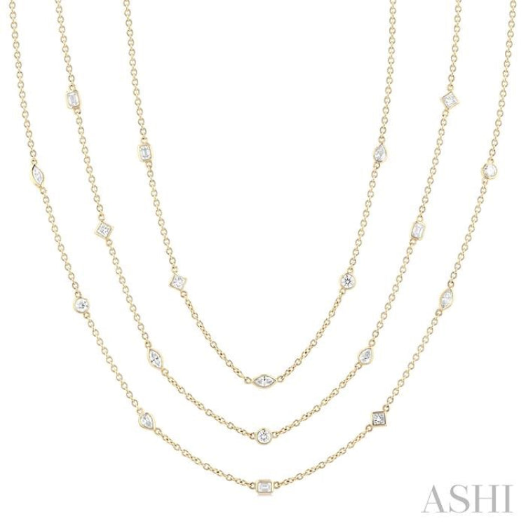 5 Ctw Mixed Diamond Cut 60-Inch Station Necklace in 14K Yellow Gold