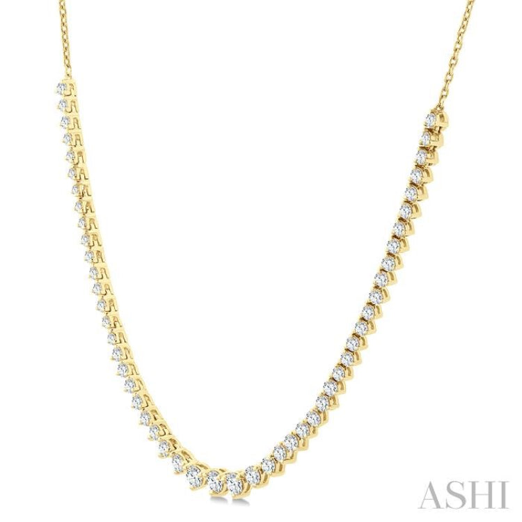 1 3/4 Ctw Halfway Graduated Round Cut Diamond Riviera Necklace in 14K Yellow Gold