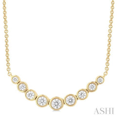 1/2 Ctw Graduated Bezel Set Round Cut Diamond Smile Necklace in 14K Yellow Gold