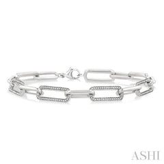 1/10 Ctw Bold Single Cut Diamond Paperclip Fashion Bracelet in Sterling Silver