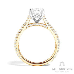 Bridal Split Shank Oval Semi-Mount Engagement Ring in Yellow and White Gold