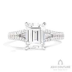 Bridal Split Shank Emerald Semi-Mount Engagement Ring in White Gold