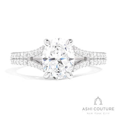 Bridal Split Shank Oval Semi-Mount Engagement Ring in White Gold