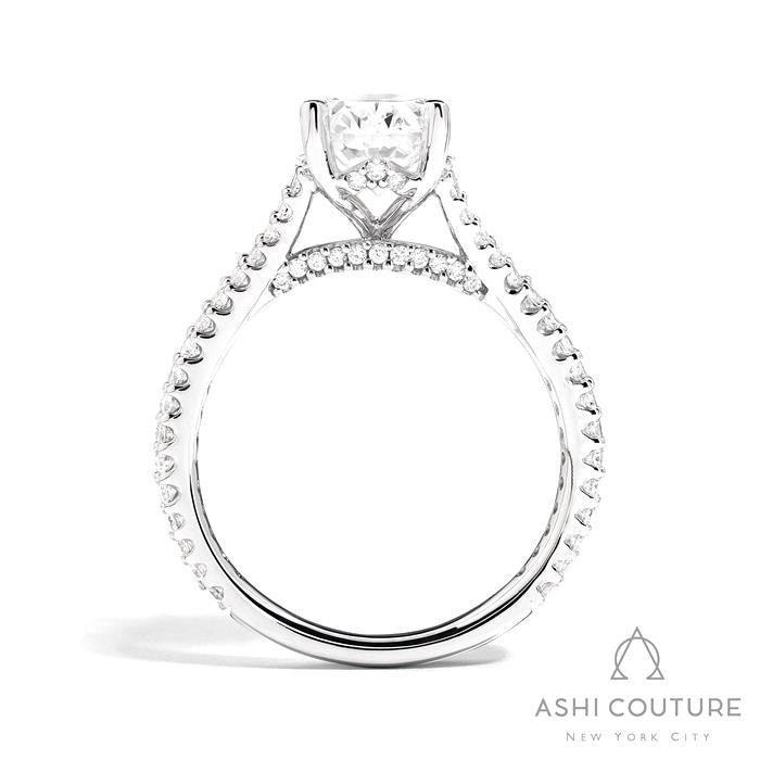 Bridal Split Shank Oval Semi-Mount Engagement Ring in White Gold